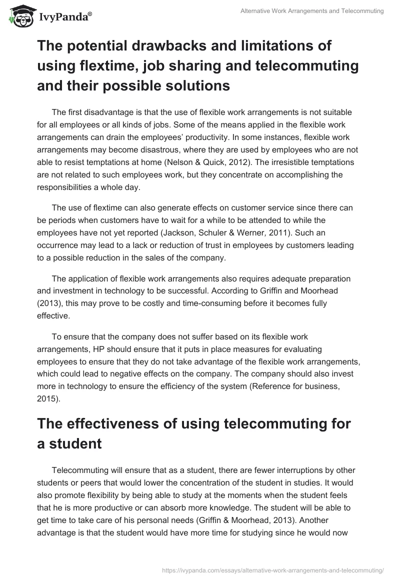 Alternative Work Arrangements and Telecommuting. Page 2