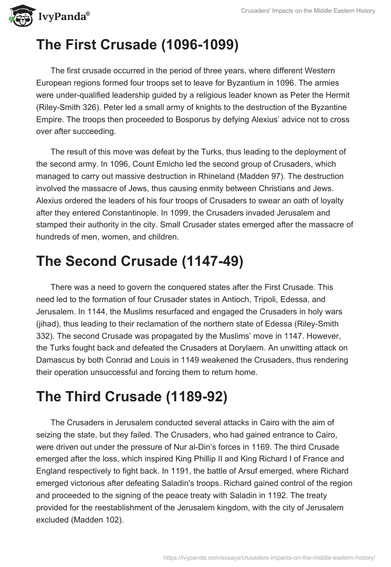 Crusaders' Impacts on the Middle Eastern History. Page 2