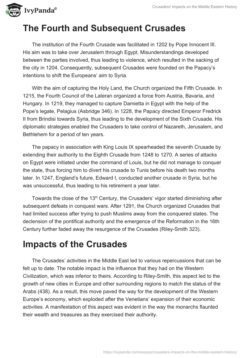 Crusaders' Impacts on the Middle Eastern History. Page 3