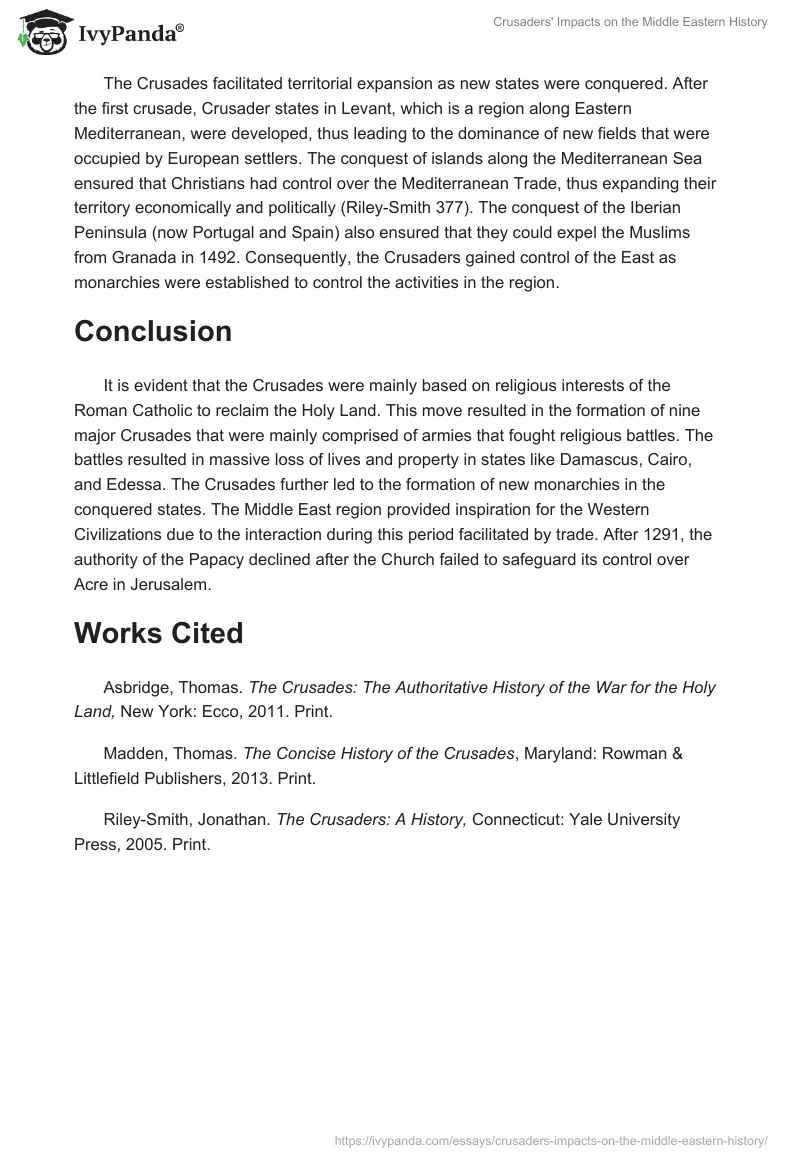 Crusaders' Impacts on the Middle Eastern History. Page 5
