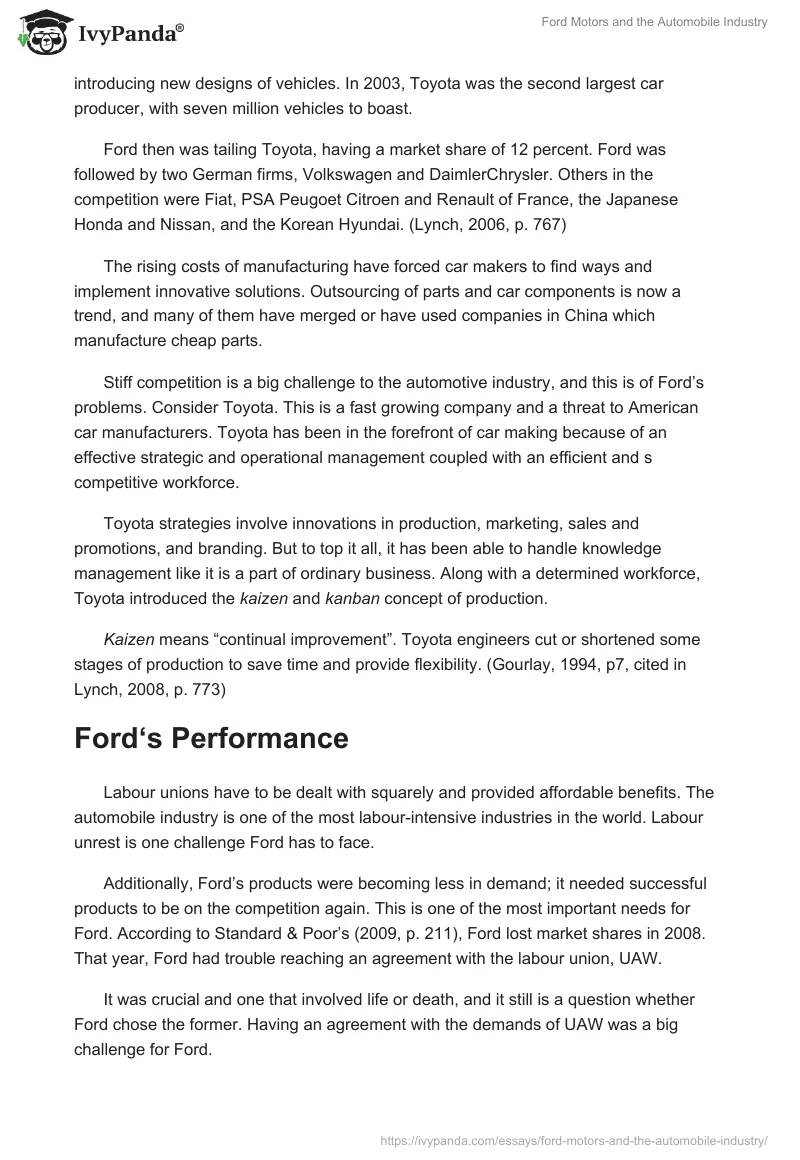 Ford Motors and the Automobile Industry. Page 3