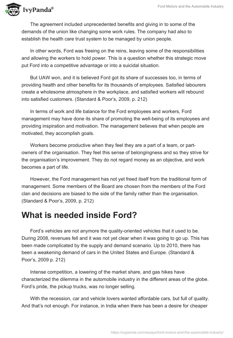 Ford Motors and the Automobile Industry. Page 4