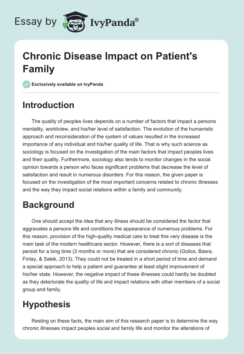 Chronic Disease Impact on Patient's Family. Page 1