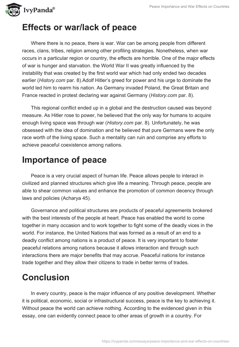 Peace Importance and War Effects on Countries. Page 2