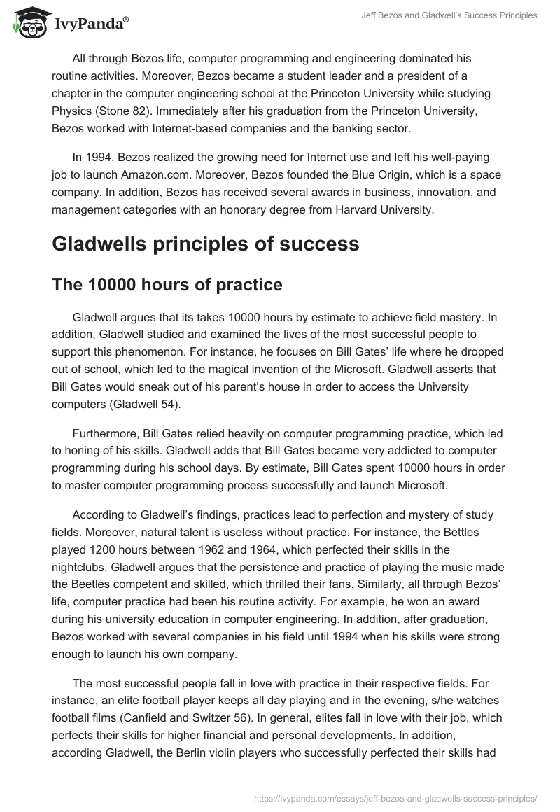 Jeff Bezos and Gladwell’s Success Principles. Page 2