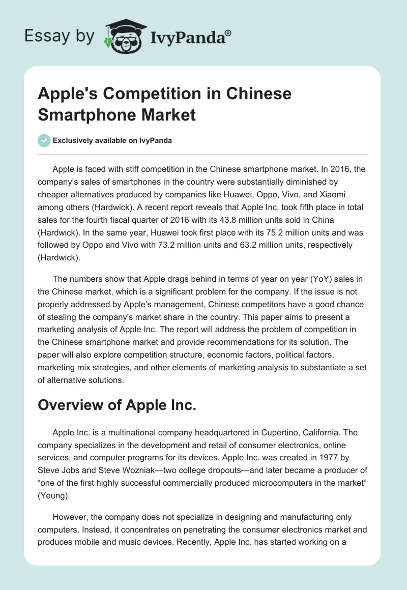 Apple's Competition in Chinese Smartphone Market. Page 1