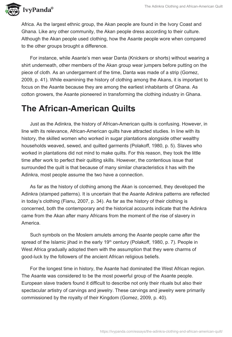 The Adinkra Clothing and African-American Quilt. Page 2