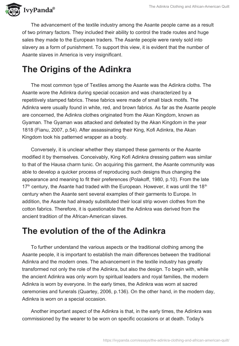 The Adinkra Clothing and African-American Quilt. Page 3