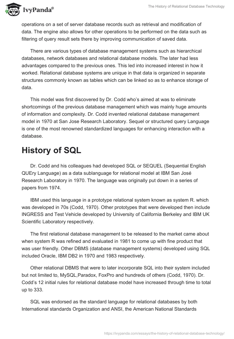 The History of Relational Database Technology. Page 2