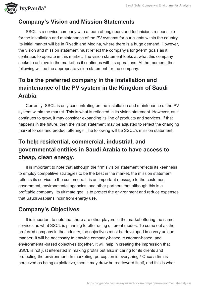 Saudi Solar Company's Environmental Analysis. Page 3