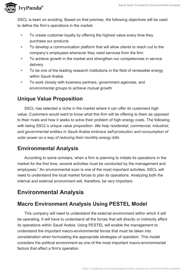 Saudi Solar Company's Environmental Analysis. Page 4