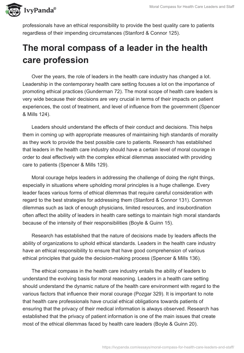 Moral Compass for Health Care Leaders and Staff. Page 3