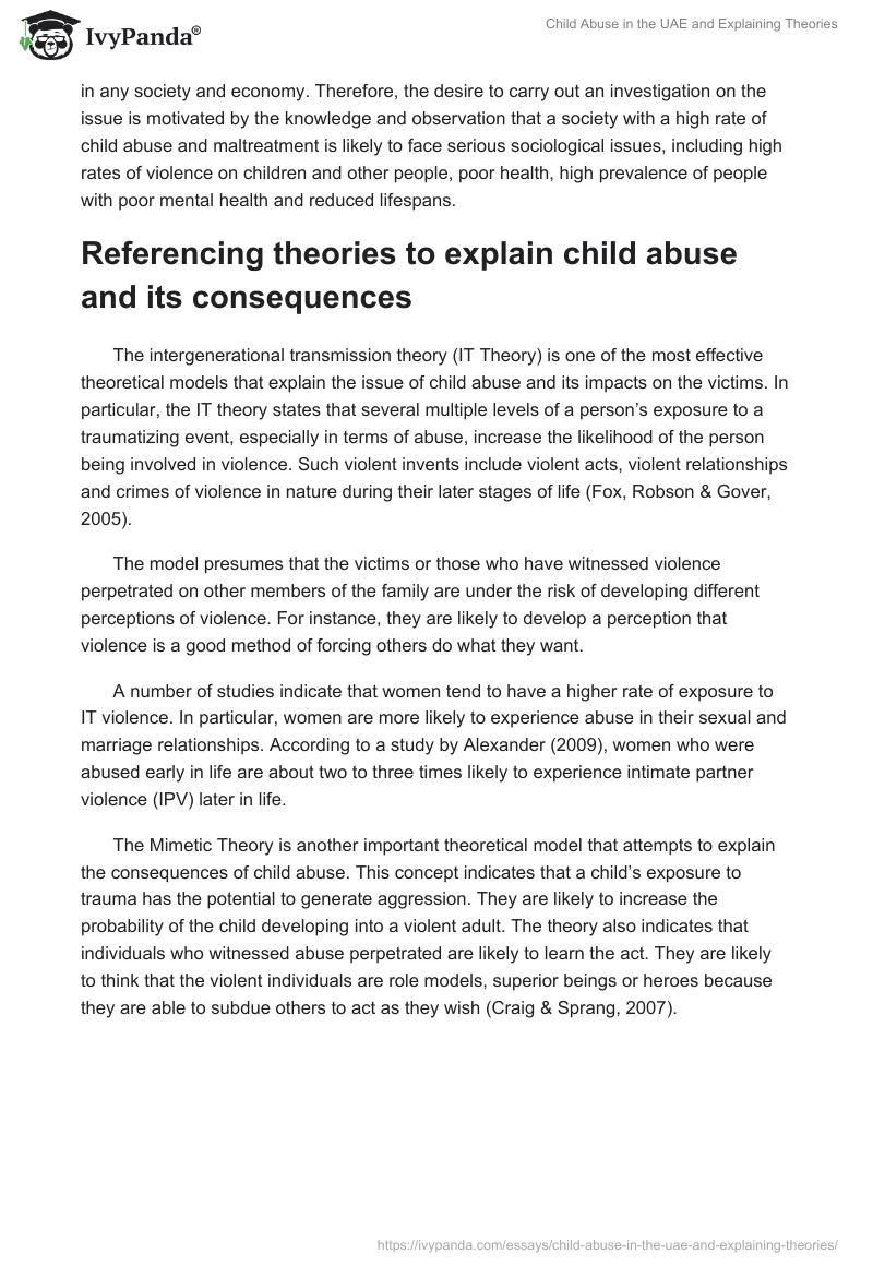 Child Abuse in the UAE and Explaining Theories. Page 2