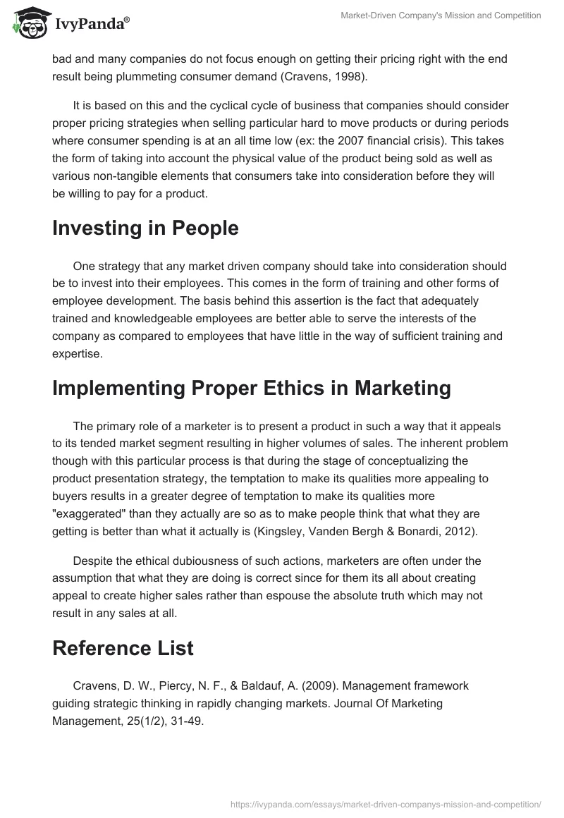 Market-Driven Company's Mission and Competition. Page 3