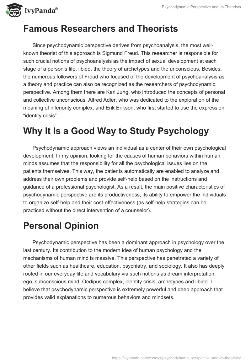 Psychodynamic Perspective and Its Theorists. Page 2