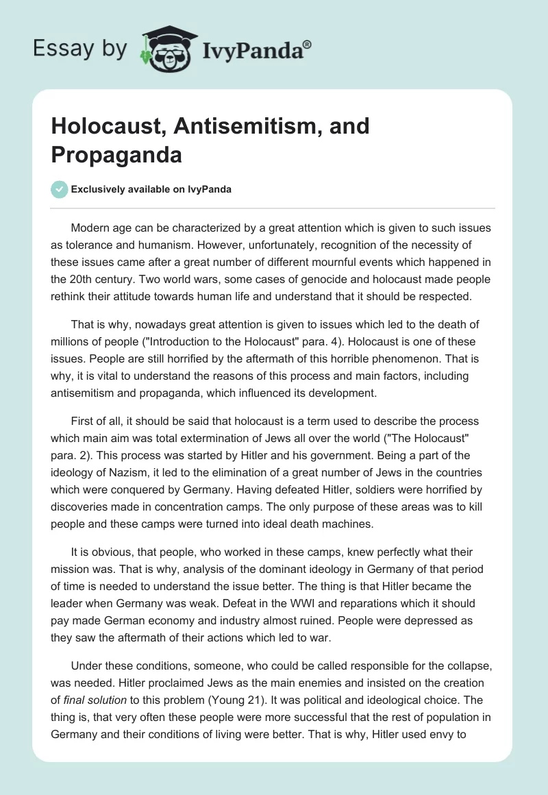 Holocaust, Antisemitism, and Propaganda. Page 1