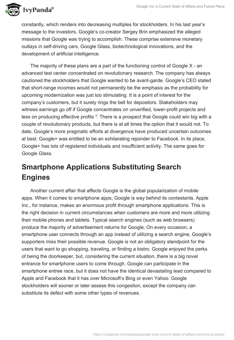 Google Inc.'s Current State of Affairs and Future Plans. Page 3