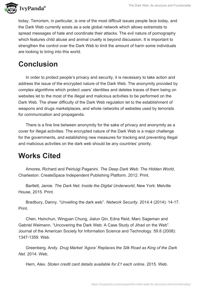 The Dark Web, Its Structure and Functionality. Page 5