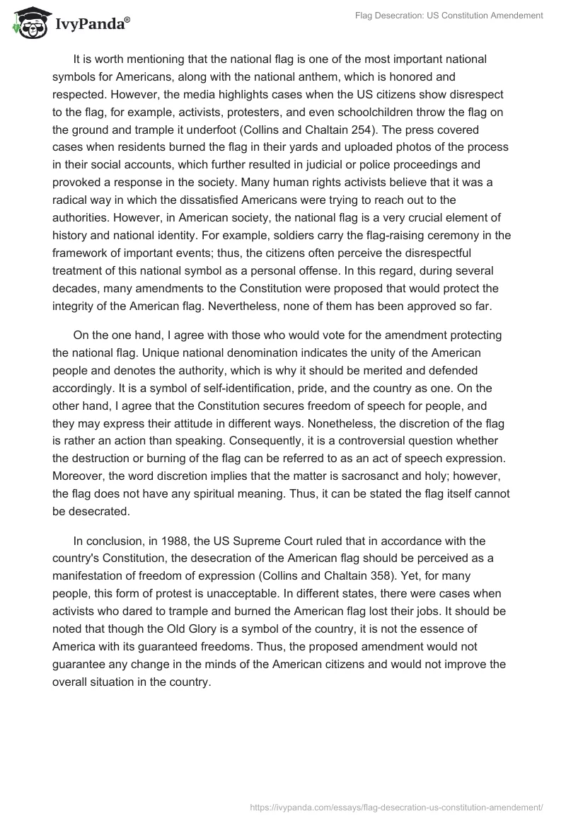 Flag Desecration: US Constitution Amendement. Page 2