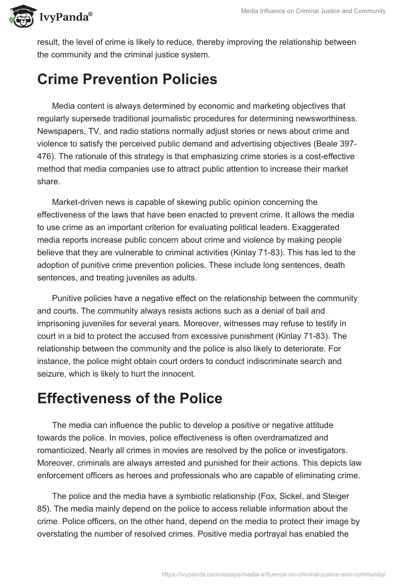 Media Influence on Criminal Justice and Community. Page 2
