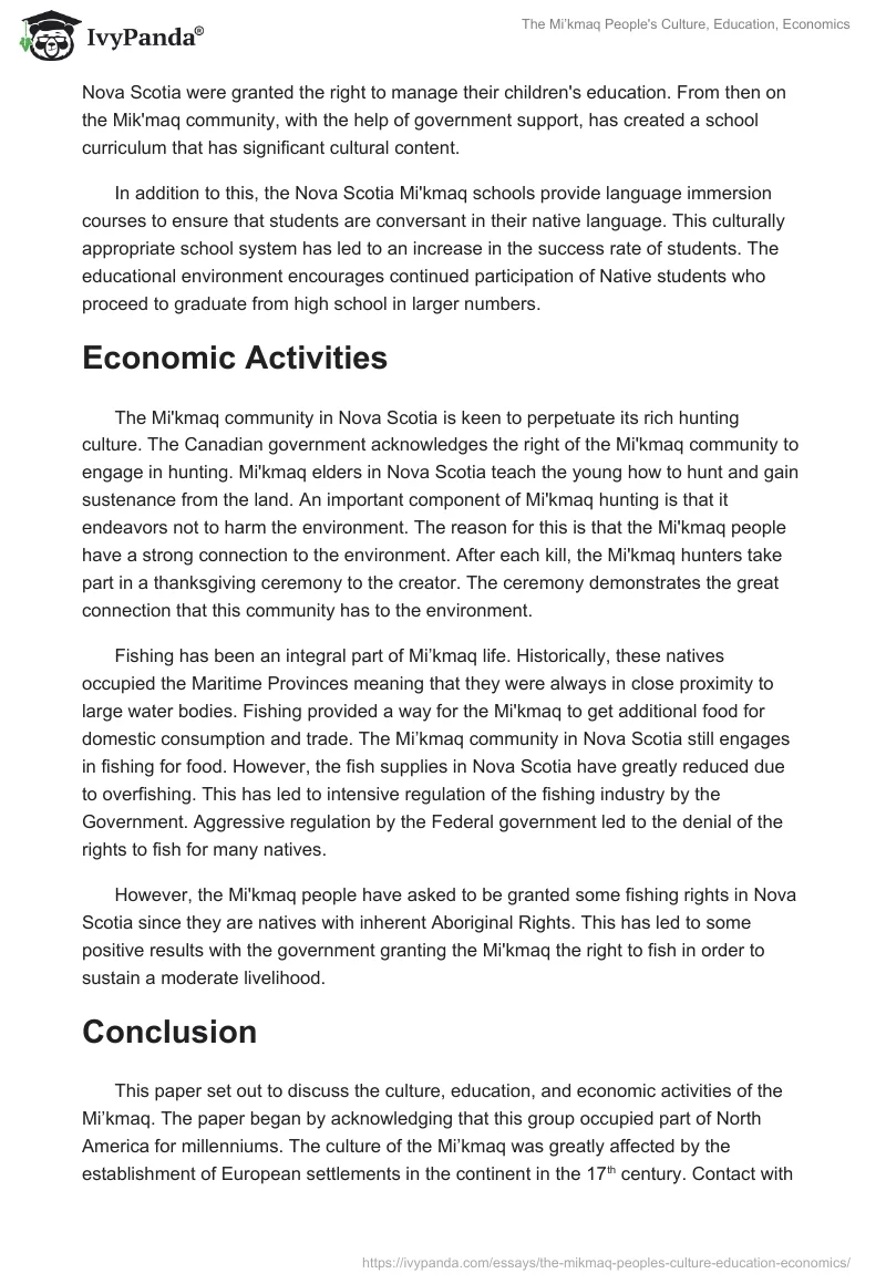 The Mi’kmaq People's Culture, Education, Economics. Page 4