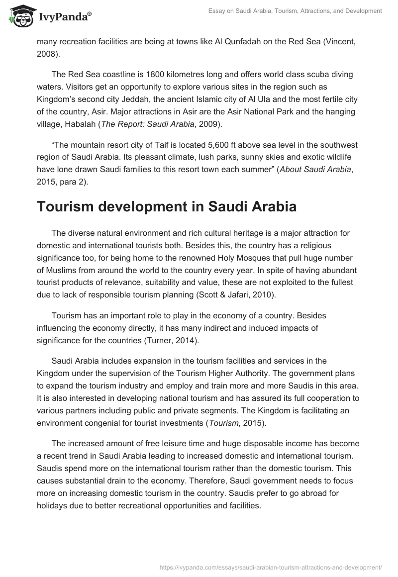 Essay on Saudi Arabia, Tourism, Attractions, and Development. Page 4