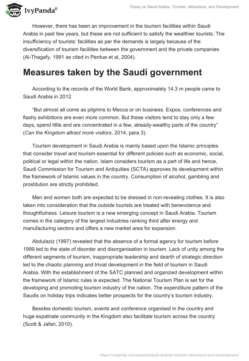 Essay on Saudi Arabia, Tourism, Attractions, and Development. Page 5
