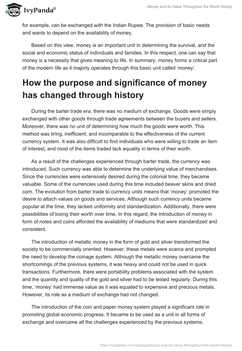 Money and Its Value Throughout the World History. Page 2
