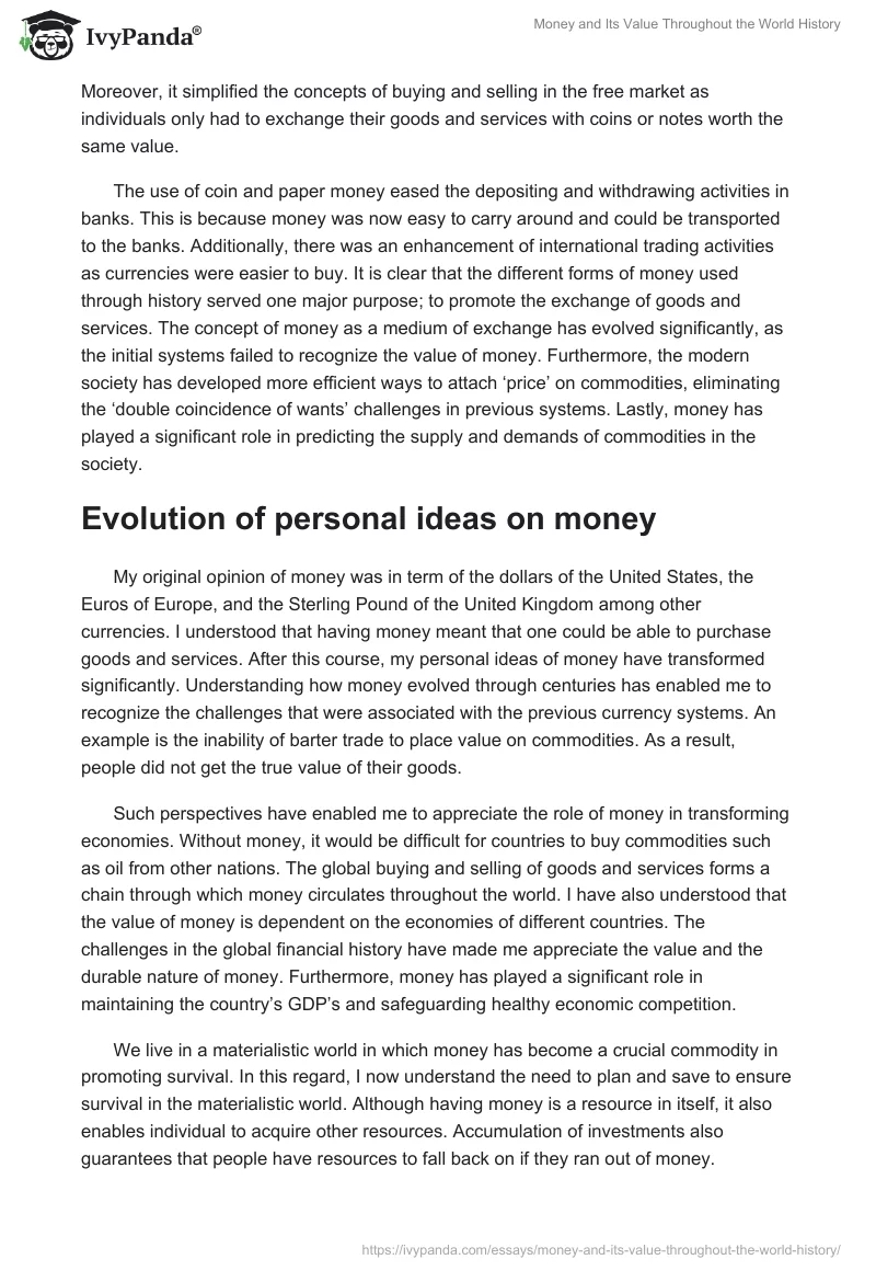 Money and Its Value Throughout the World History. Page 3