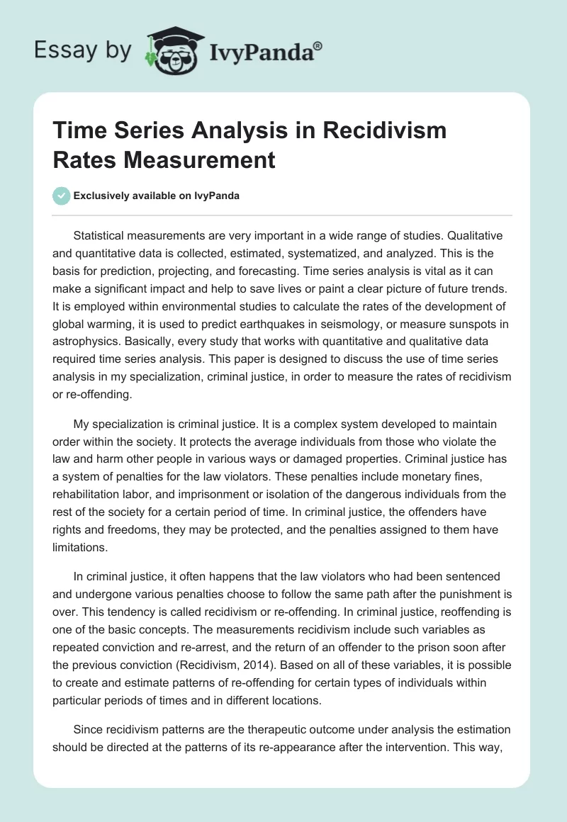 Time Series Analysis in Recidivism Rates Measurement. Page 1