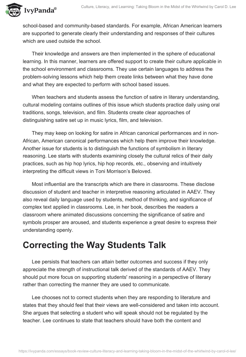 Culture, Literacy, and Learning: Taking Bloom in the Midst of the Whirlwind by Carol D. Lee. Page 2