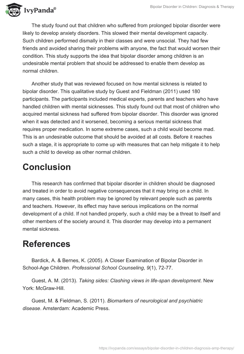 Bipolar Disorder in Children: Diagnosis & Therapy. Page 3