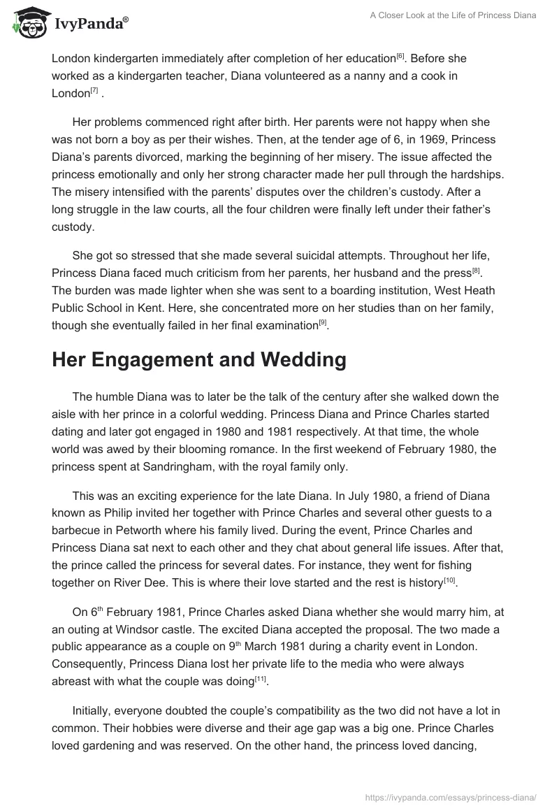 A Closer Look at the Life of Princess Diana. Page 2