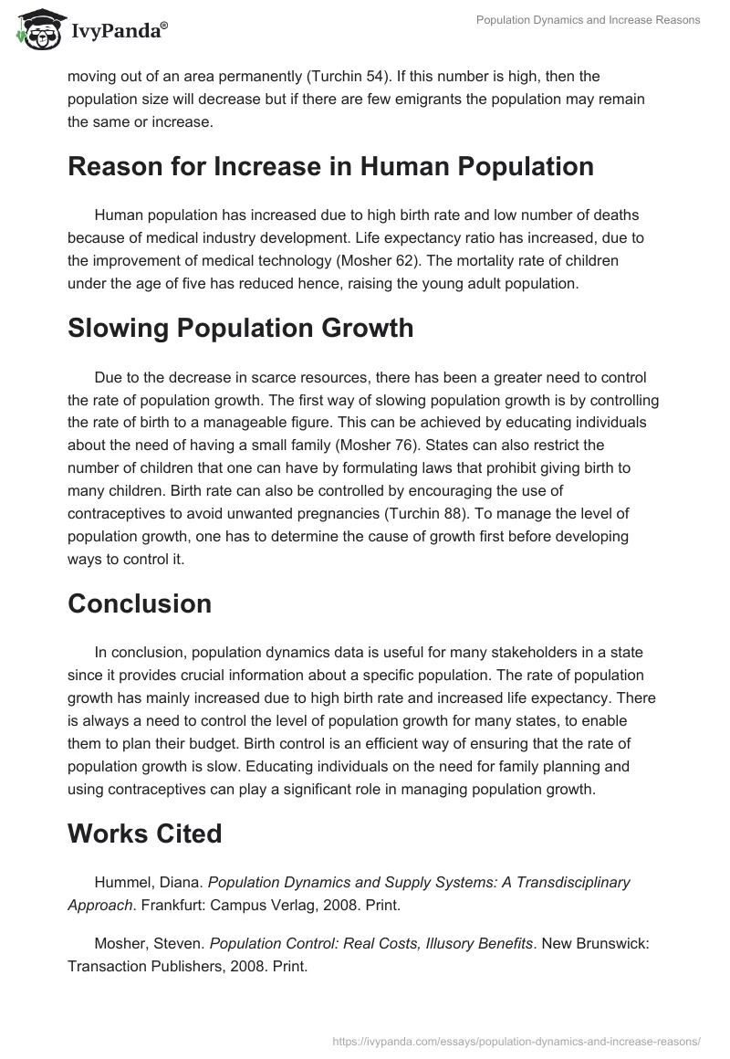Population Dynamics and Increase Reasons. Page 2