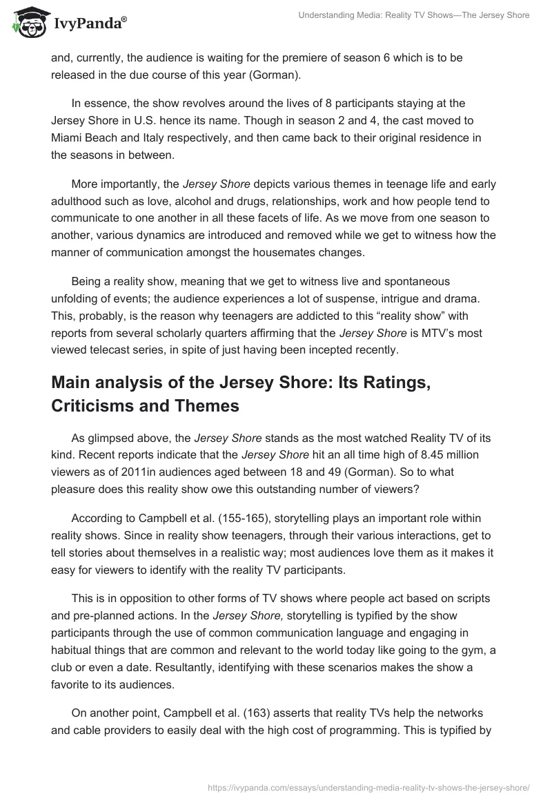 Understanding Media: Reality TV Shows—The Jersey Shore. Page 2