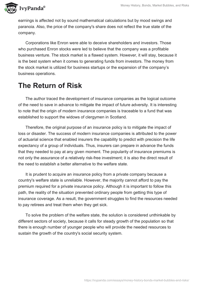 Money History, Bonds, Market Bubbles, and Risks. Page 3