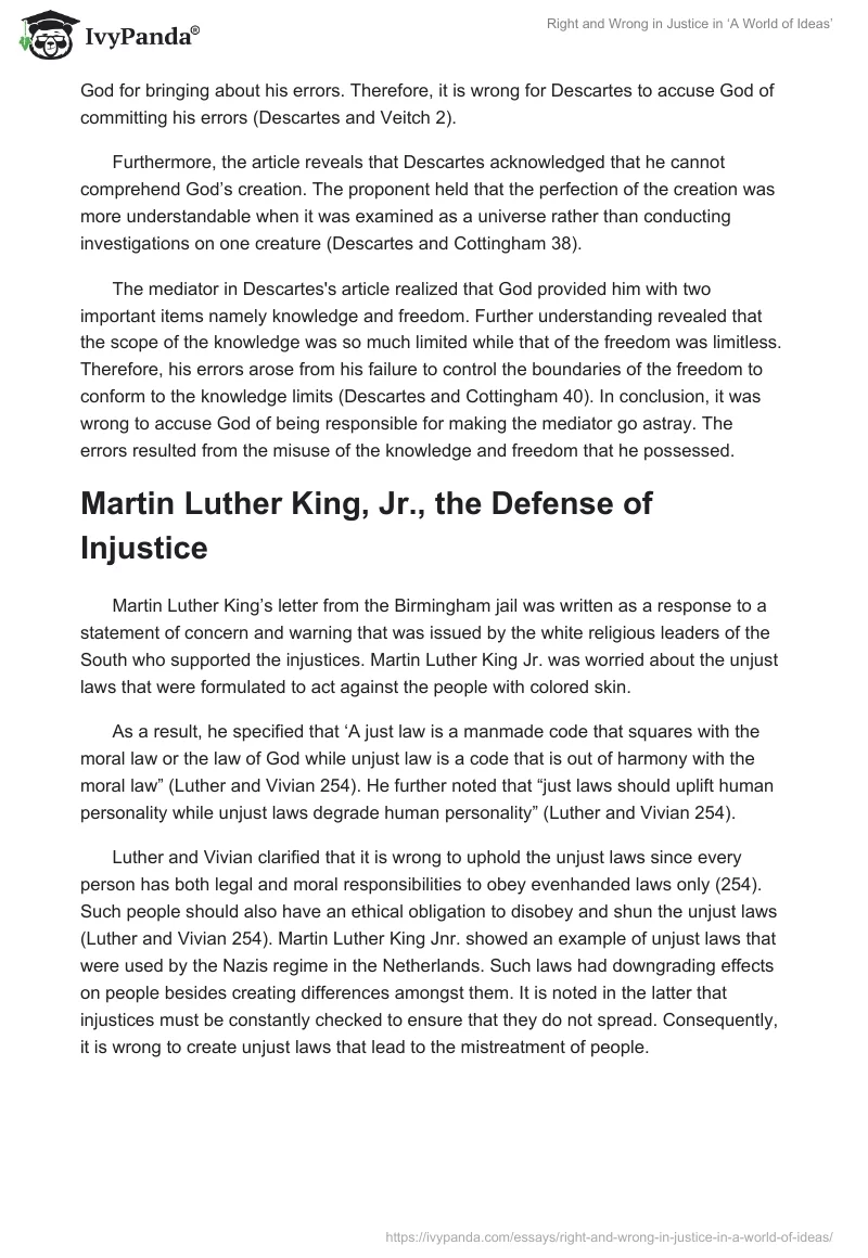 Right and Wrong in Justice in ‘A World of Ideas’. Page 3