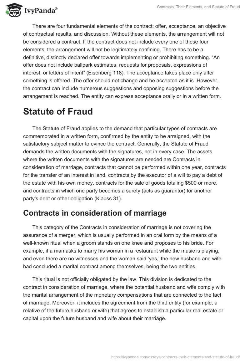 Contracts, Their Elements, and Statute of Fraud. Page 2