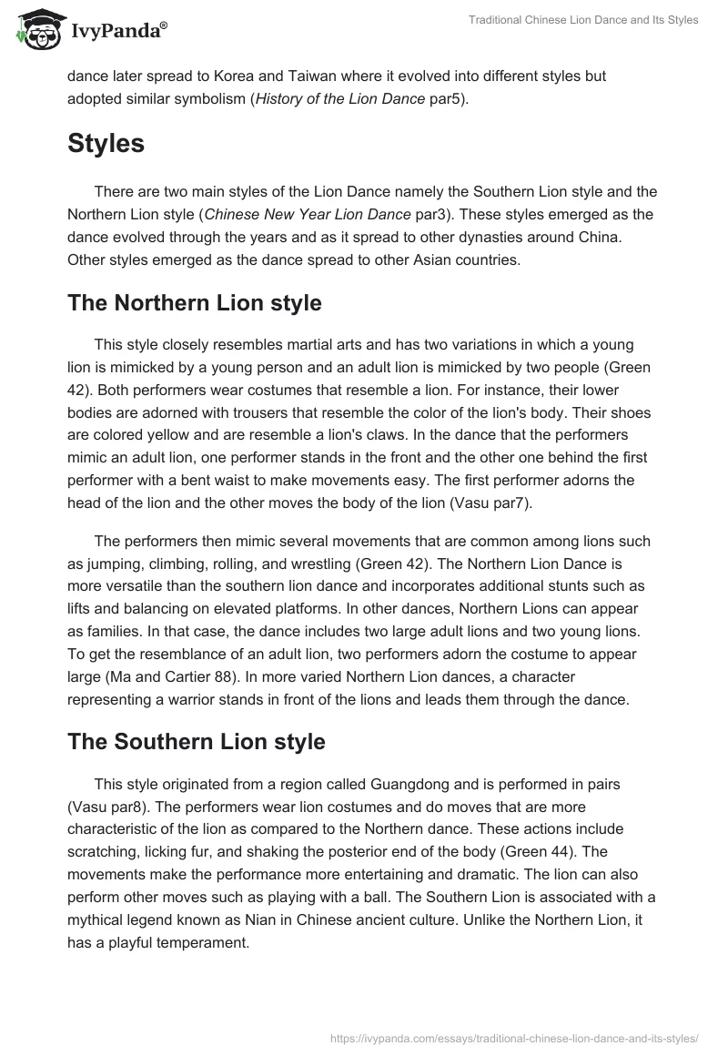 Traditional Chinese Lion Dance and Its Styles. Page 2