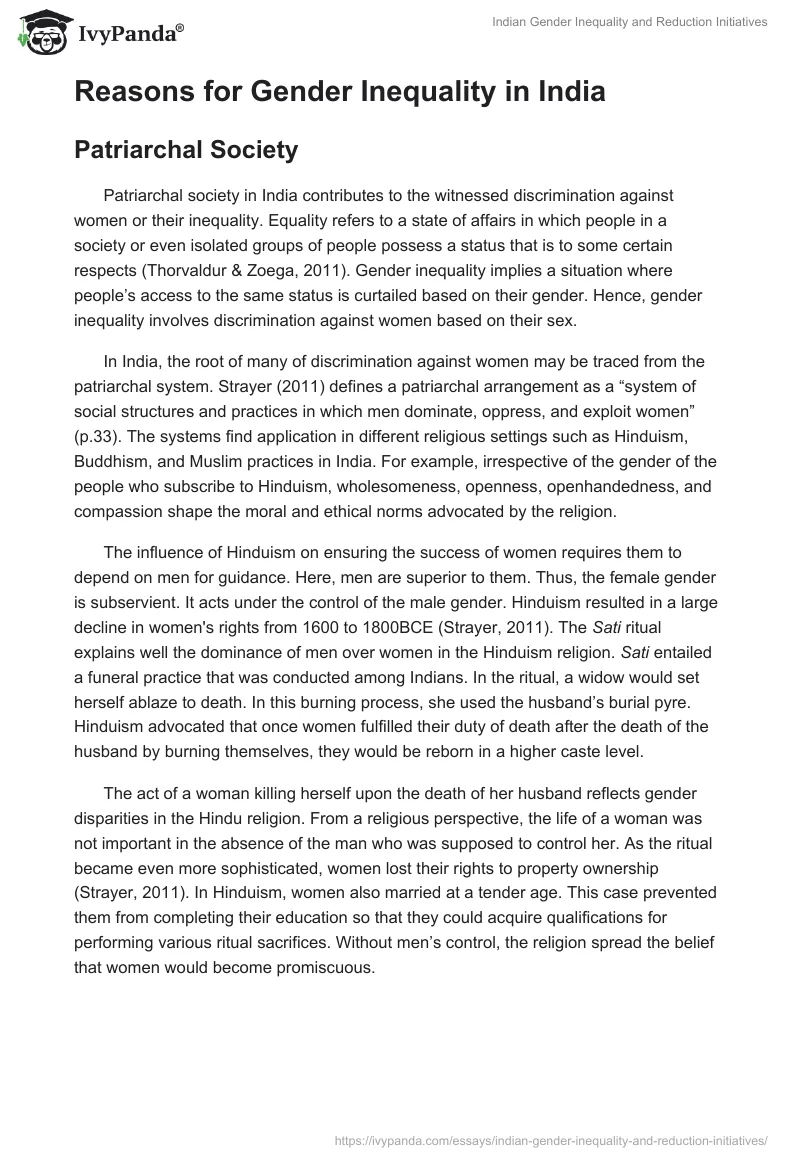 Indian Gender Inequality and Reduction Initiatives. Page 2
