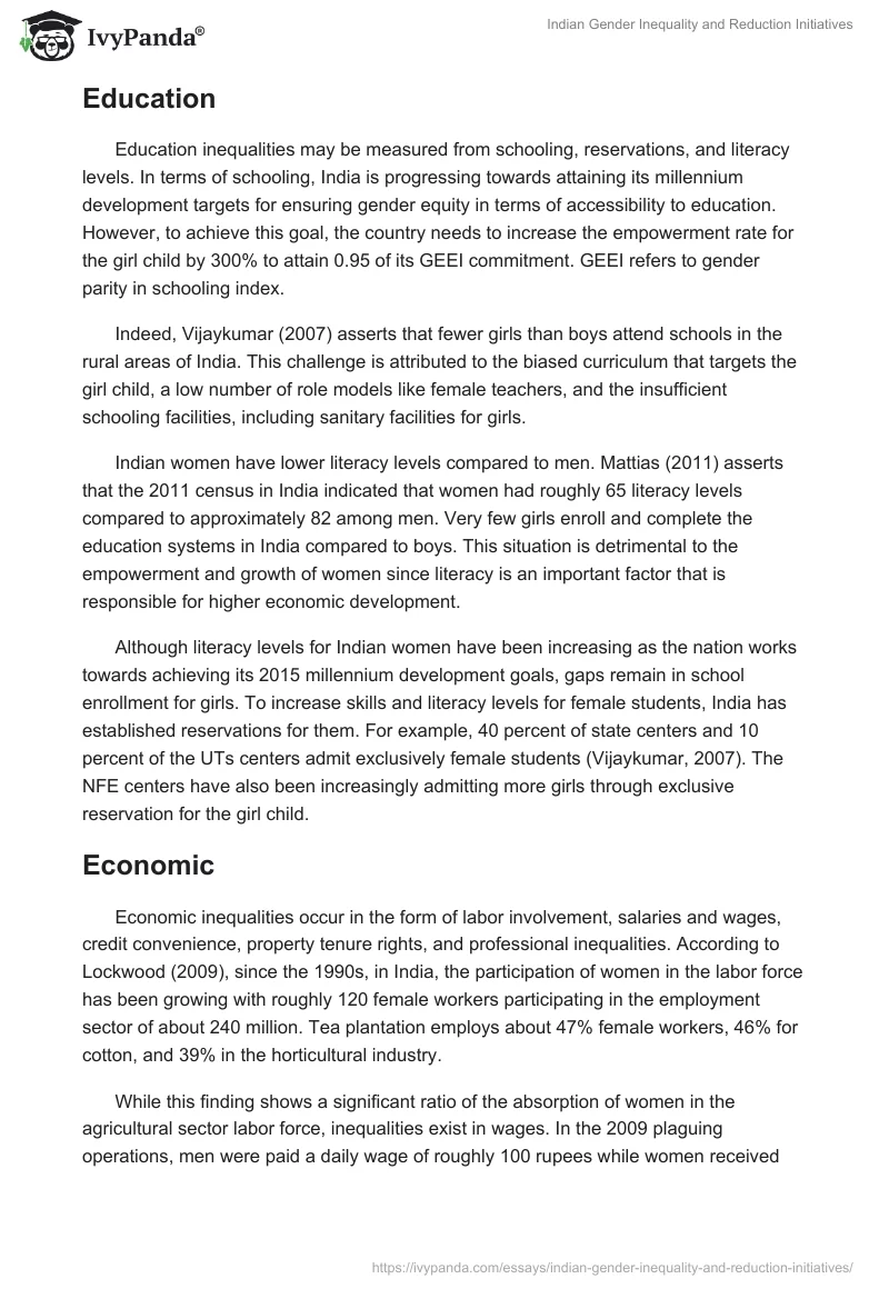 Indian Gender Inequality and Reduction Initiatives. Page 5