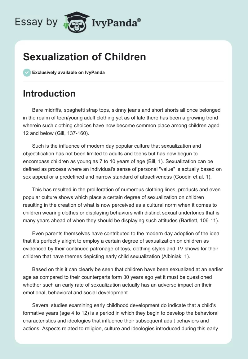Sexualization of Children. Page 1