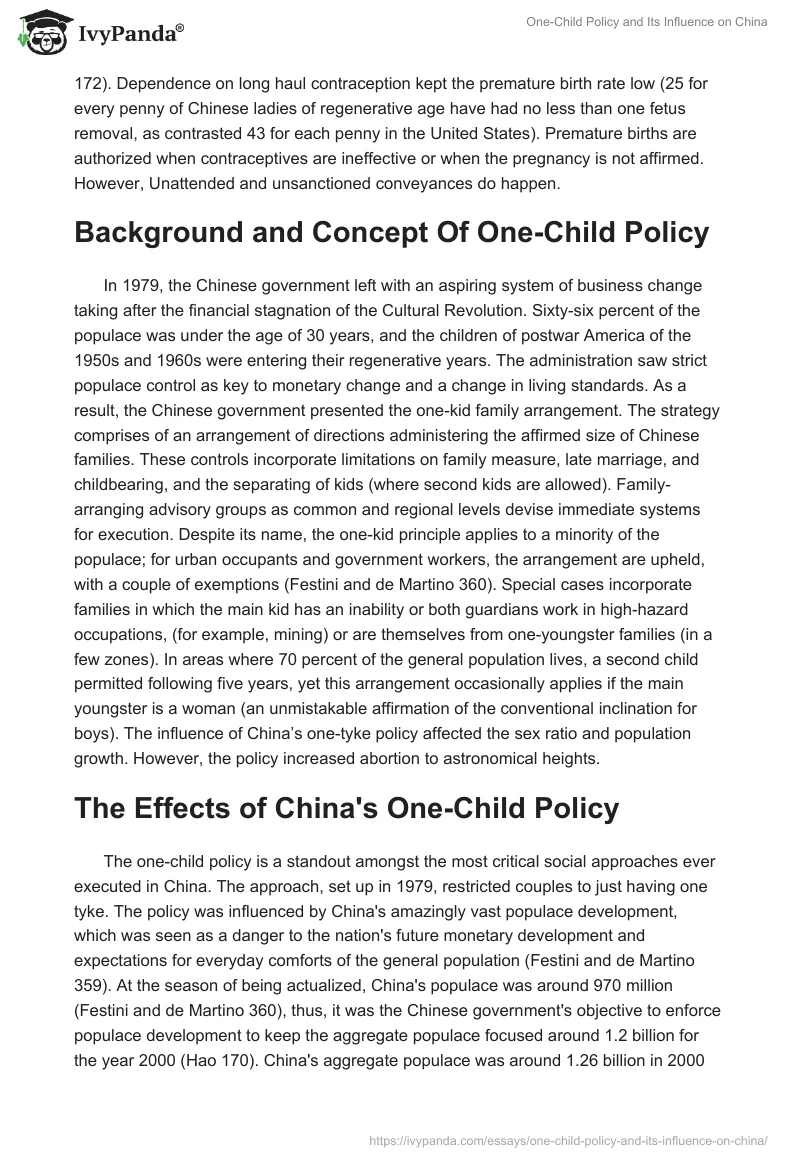 One-Child Policy and Its Influence on China. Page 2