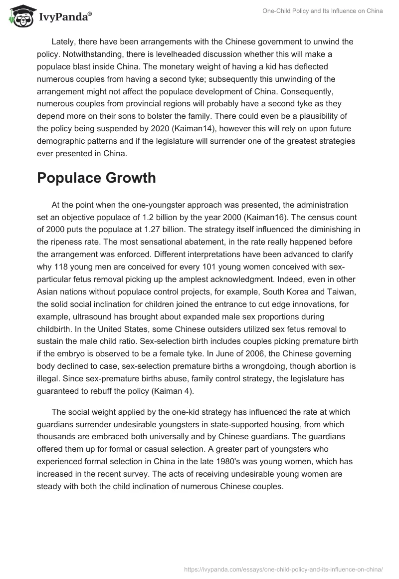 One-Child Policy and Its Influence on China. Page 4