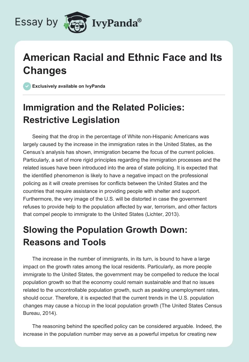 American Racial and Ethnic Face and Its Changes. Page 1