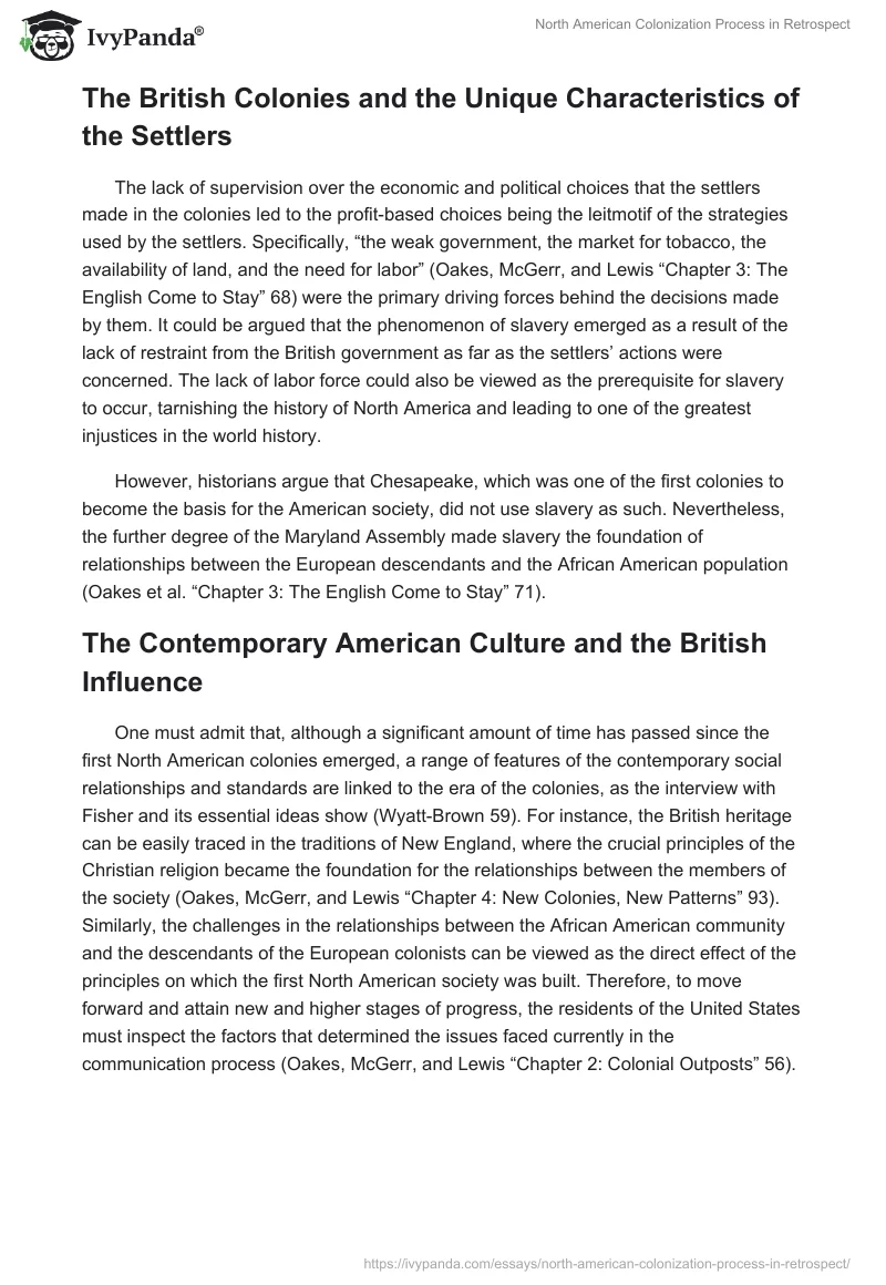North American Colonization Process in Retrospect. Page 2