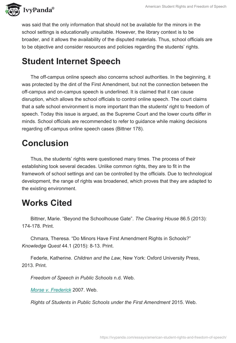 American Student Rights and Freedom of Speech. Page 3