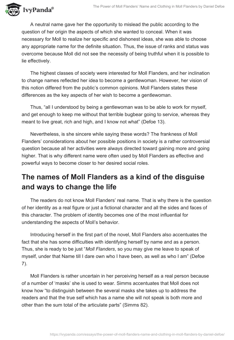 The Power of Moll Flanders’ Name and Clothing in Moll Flanders by Daniel Defoe. Page 3