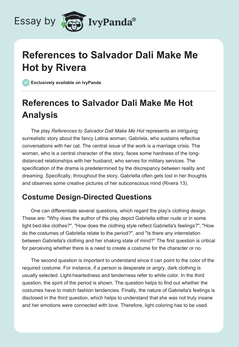 "References to Salvador Dali Make Me Hot" by Rivera. Page 1