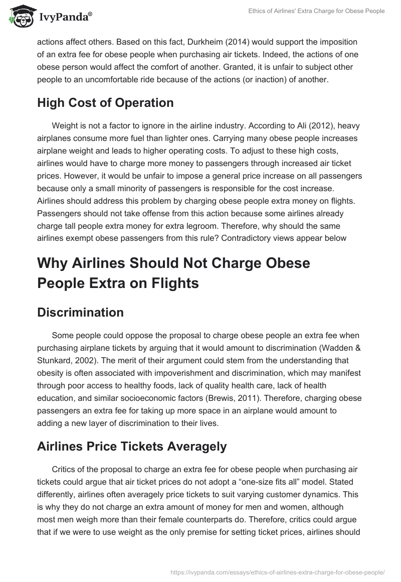 Ethics of Airlines' Extra Charge for Obese People. Page 2